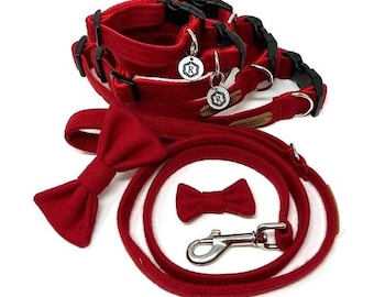 British Tweed Dog Collar - Red - Handmade