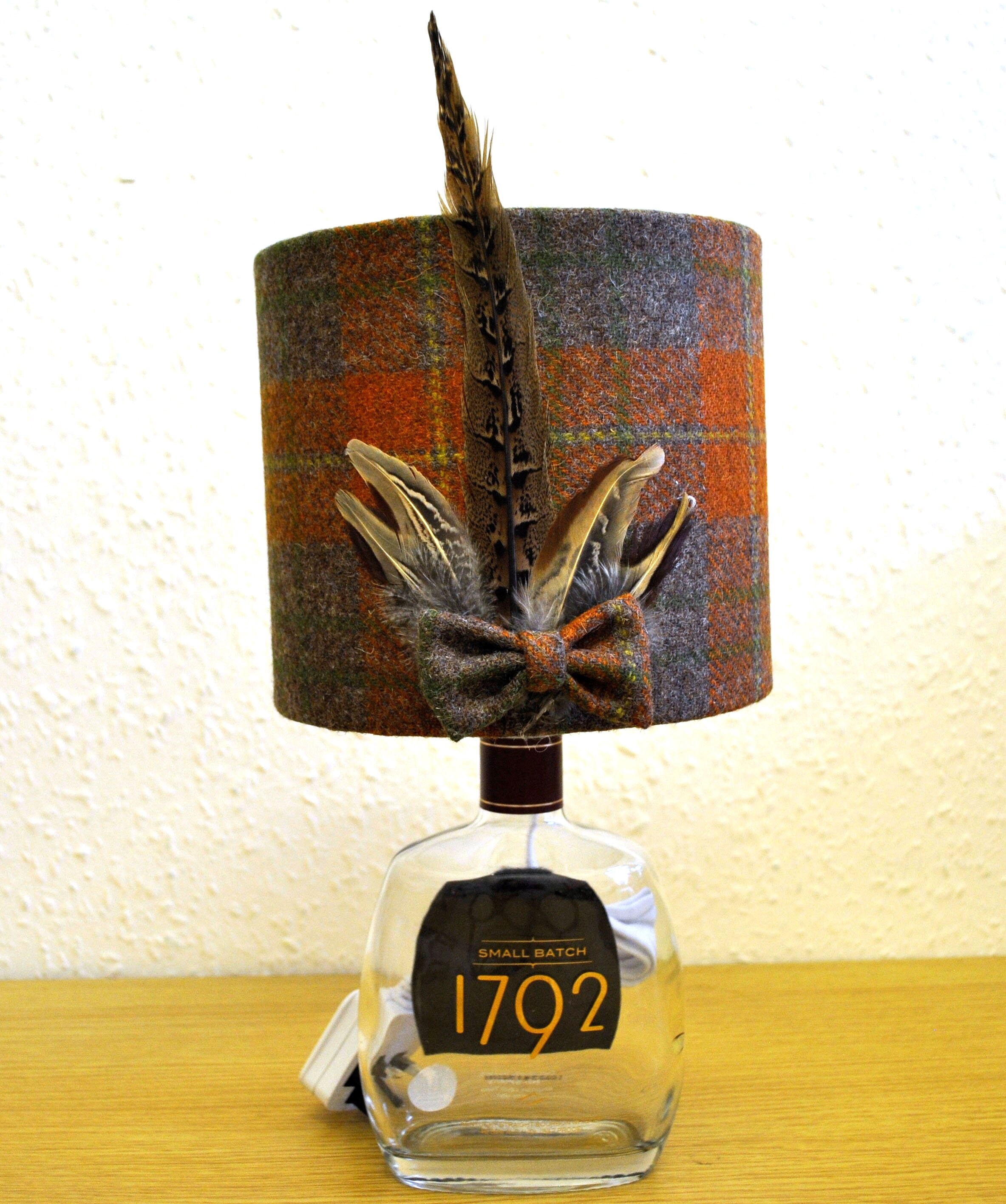 Harris Tweed Lamp and Shade With Pheasant Feathers Unique Etsy UK