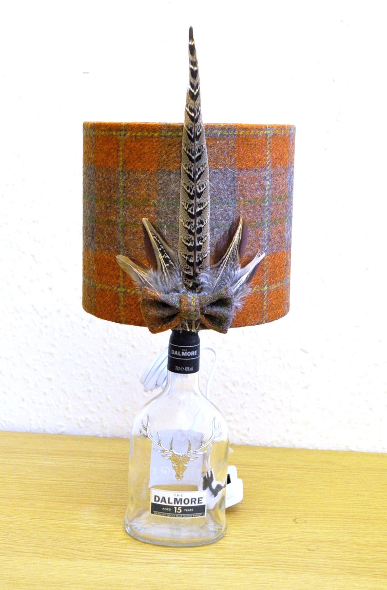 Harris Tweed Lamp and Shade With Pheasant Feathers Unique Etsy UK