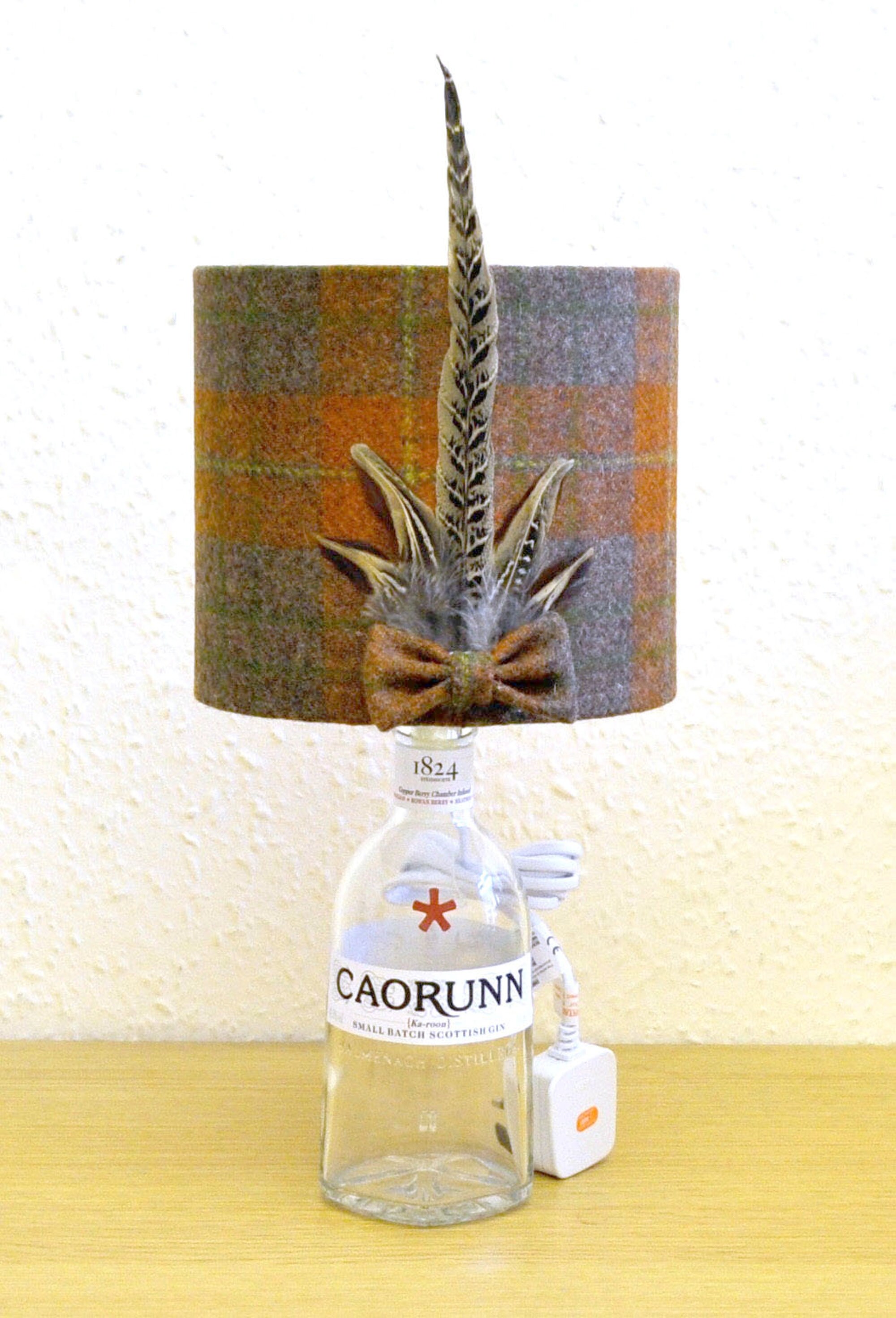 Harris Tweed Lamp and Shade With Pheasant Feathers Unique Etsy UK