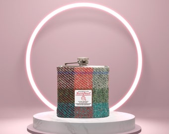 Personalised Harris Tweed Hipflasks Gift boxed, Scottish Luxury