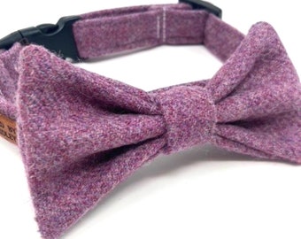 Handmade Lilac Tweed Dog Collar - British Style
