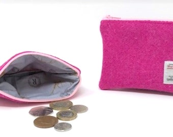 Harris Tweed coin purse / zipped coin pouch /change purse / Fusia Pink- HT20