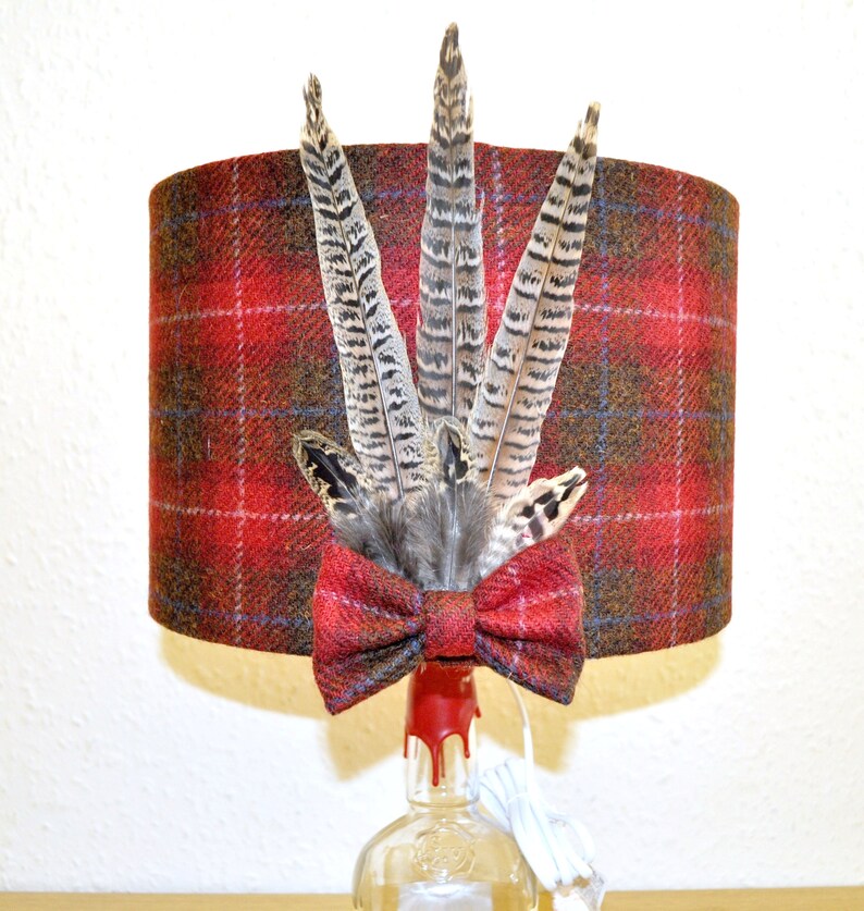 Harris Tweed Lamp and Shade With Pheasant Feathers Unique Etsy UK