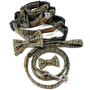 Collare per cani in tweed fatto a mano - Quadro tradizionale - Tweed britannico - Fatto a mano