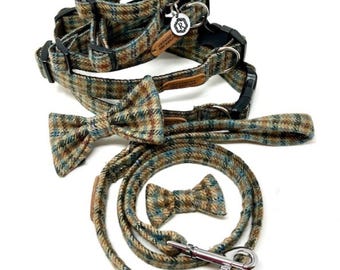 Handmade Tweed Dog Collar - Traditional Check - British Tweed - Handmade