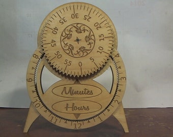 DIGITAL file desktop clock files to cut your own on your laser. 1/8" birch unique desktop clock.