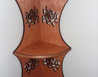 hanging 3 tier corner shelf laser cut 13 inches tall OR 18.5 inches tall