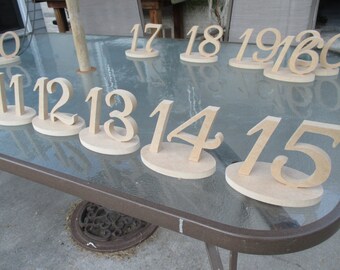 20 Wedding reception anniversary 4" table numbers W/ bases 1-20