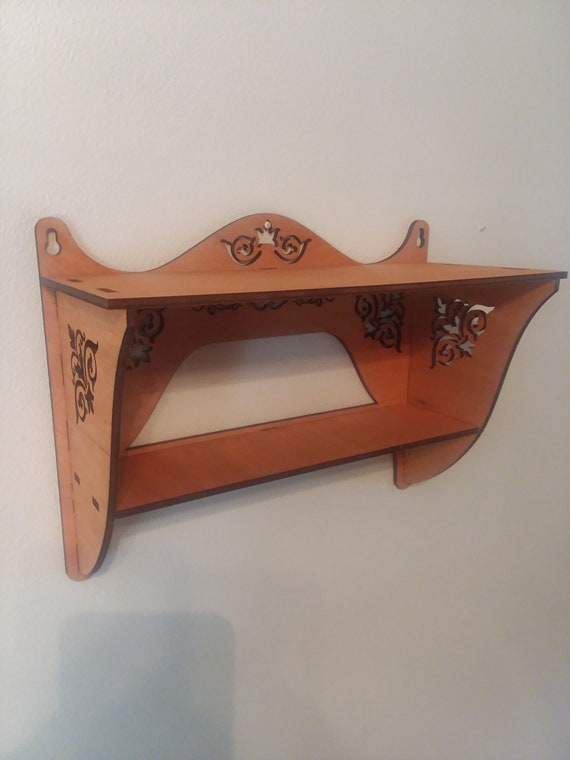 Hanging 2 Tier Wall Shelf Laser Cut 12 Inches Wide Unique Etsy