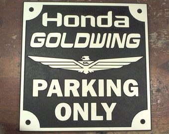 Honda Goldwing parking seulement enseigne gravée homme cave garage moto