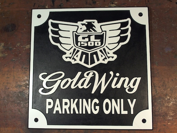Honda GL1500 classic Goldwing parking only engraved sign man cave garage motorcycle