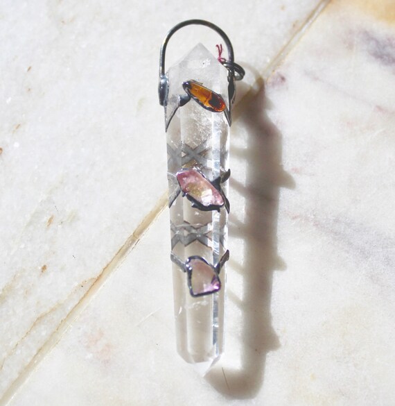 Vintage Quartz Crystal Wrapped with Stones - image 3