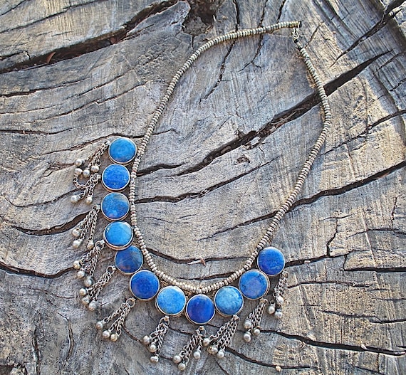Vintage Handmade Lapis Lazuli & Sterling Silver N… - image 2