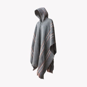 Poncho Illimani avec Capuche Gris foncé