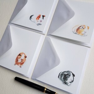 Guinea Pig print note cards, mini cards with envelopes, cute watercolour guinea pigs.