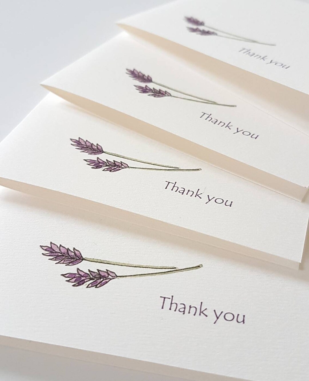 Lavender Thank You Cards, Sets of 8 Mini Illustrated Note Cards, Pretty ...