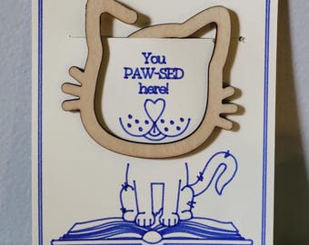 Laser Cut Wooden Cat Bookmark - Gift for Book Lovers