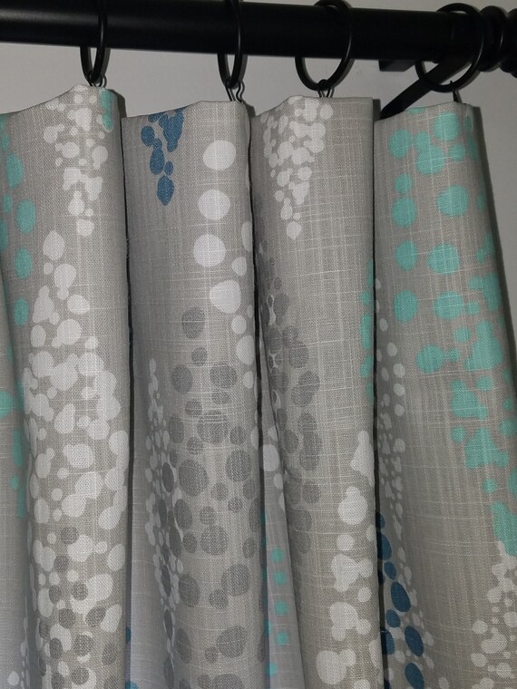 Curtains Curtain Panels Window Valance Gray Teal And Etsy