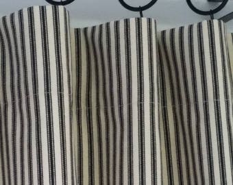 Curtains, Curtain panels, Window valance,  ticking curtains,, contemporary valance, stripe curtains, Ticking Window Valance,