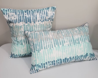 pillow cover, coastal blue, teal and gray pillow cover
