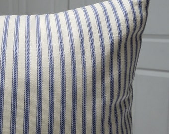 blue ticking pillow cover,  pillow cover, blue stripe pillow, Pillow cover, ticking pillow cover, light blue pillow cover,