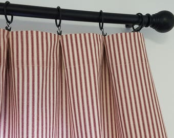 Curtains, Curtain panels, Window valance,  ticking curtains,, contemporary valance, stripe curtains, Ticking Window Valance,