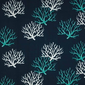 Outdoor pillow cover,pillow cover, teal and white coral pillow cover,  coral