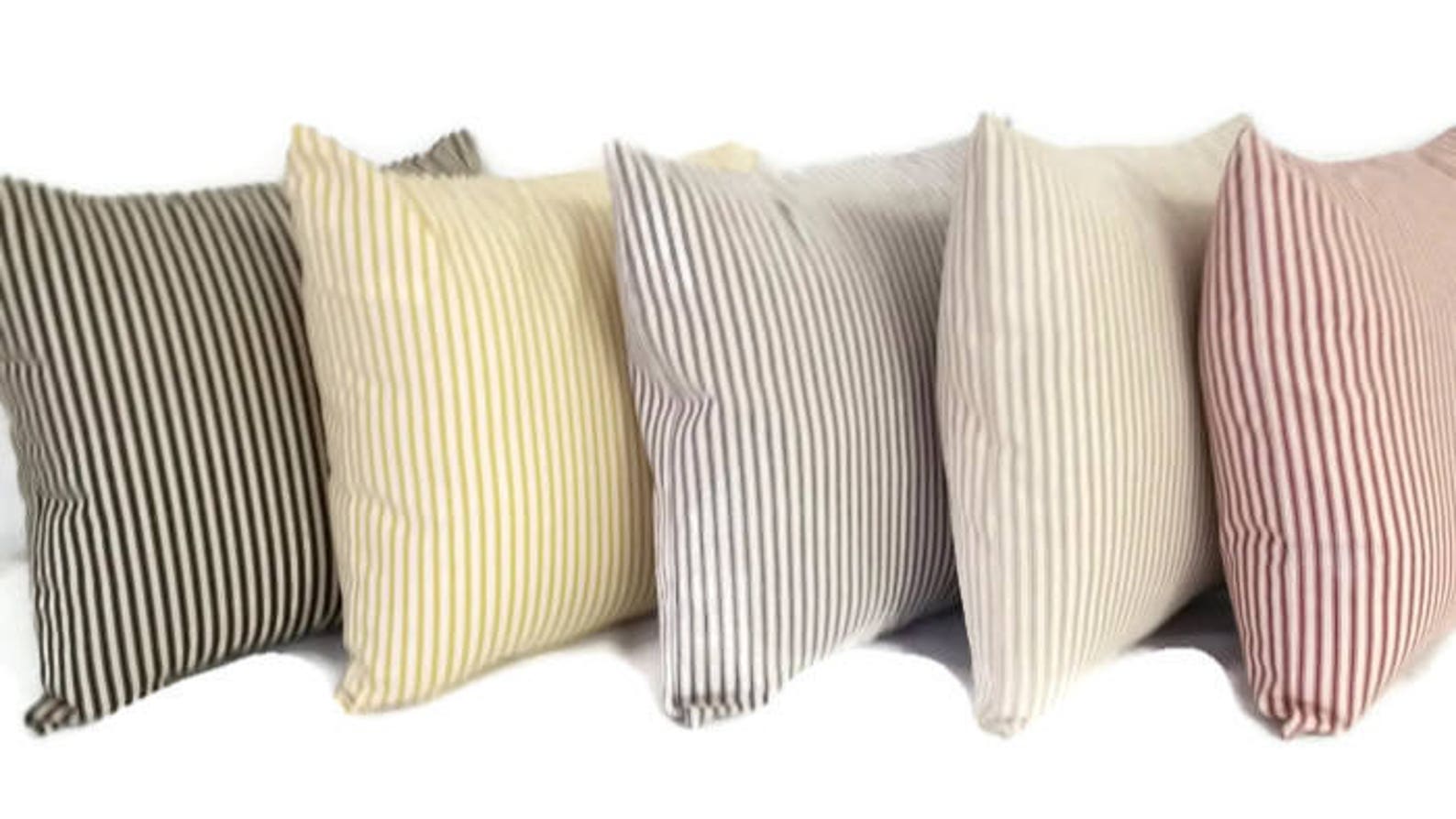 Brown Ticking Pillow Cover Pillow Cover Brown Stripe Pillow Etsy