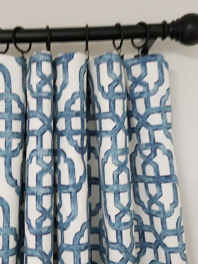 Blue And Ivory Curtains Curtain Panels Curtains Blue Etsy