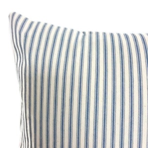 Blue  ticking pillow cover, pillow cover, stripe pillow, 18 x 18 inch, shower gift, country pillow,