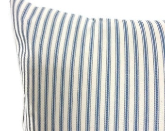 Blue  ticking pillow cover, pillow cover, stripe pillow, 18 x 18 inch, shower gift, country pillow,
