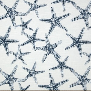 Outdoor pillow cover, pillow cover,  navy blue starfish on white, starfish pillow cover,