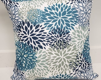 pillow cover, navy  blue, teal and gray pillow cover