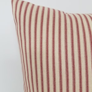 Red french ticking pillow cover, pillow cover, Holiday pillow cover, red stripe pillow, holiday pillow, Pillow cover