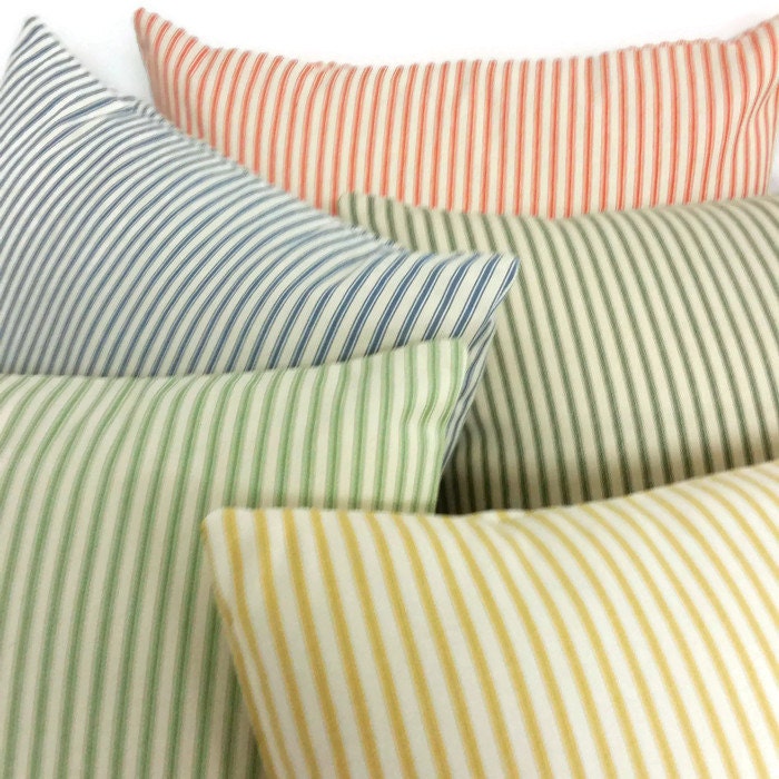 Blue Ticking Pillow Cover Pillow Cover Stripe Pillow 18 X Etsy UK