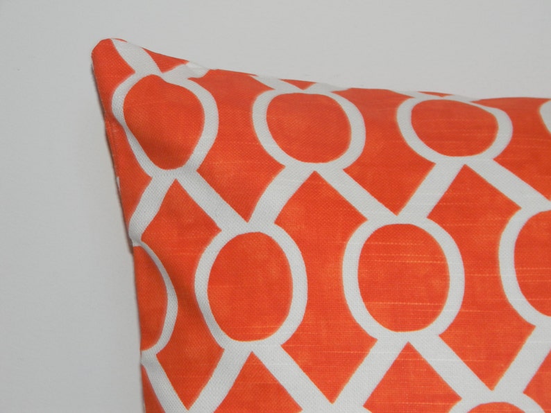 Orange Pillow Cover Tangerine Orange and White Geometric Etsy