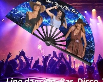 Custom Clack Fan Decorative Folding Fans Personalized Fan Handheld with Photo Text, Gift for Wedding Dancing Pride Party Gift 13 &quot;