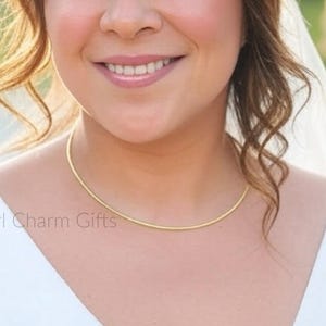 Gargantilla de oro macizo de 14 k: collar de oro liso