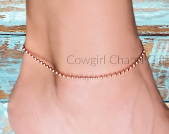 Ankle bracelet, copper anklet, Copper chain anklet,Copper gift,Mothers day gift, copper jewelry, beach anklet