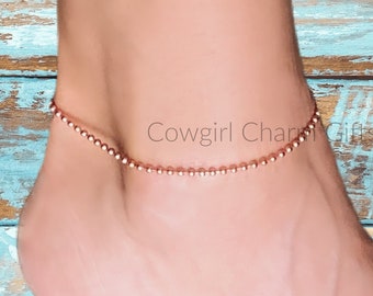 Massives Kupfer Bead Fußkettchen: Trendy Beach Schmuck