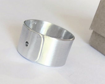 Wide silver ring for men, adjustable wide ring, personalized ring men, Chunky silver men's rings, men's adjustable rings