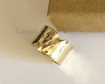 Adjustable Gold Fill Wide Band Ring: Textured or Smooth