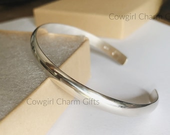 Handgefertigtes Sterling Silber Manschette Armband, poliert