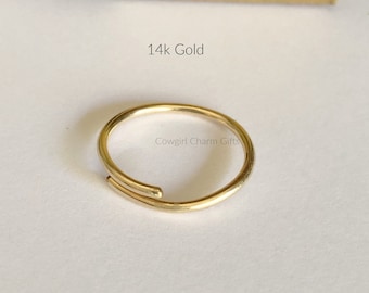 14k Solid Gold einstellbare Daumenring, Stapelring