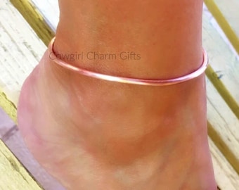 Ankle bracelet, copper anklet, boho anklet, simple anklet,rose gold color anklet, copper jewelry, beach anklet