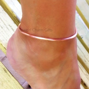 Ankle bracelet, copper anklet, boho anklet, simple anklet,rose gold color anklet, copper jewelry, beach anklet