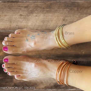 Ankle bracelet, copper anklet, boho anklet, simple anklet,rose gold color anklet, copper jewelry, beach anklet image 9