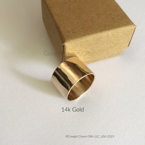 Chunky Solid Gold ring for women, 14k solid gold tube ring,Solid Gold wide ring, Wide gold ring 14K,14k wide gold ring,14k rings women