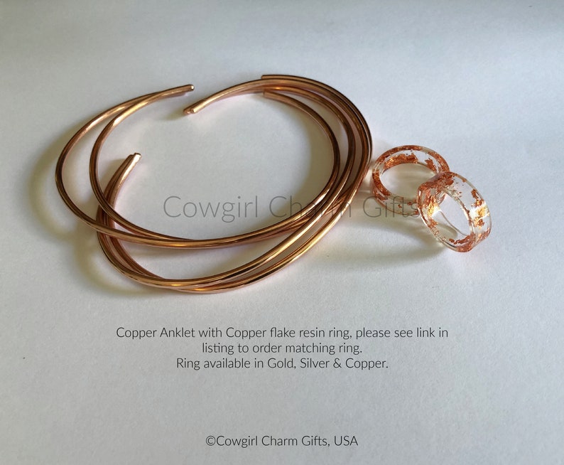 Ankle bracelet, copper anklet, boho anklet, simple anklet,rose gold color anklet, copper jewelry, beach anklet image 7